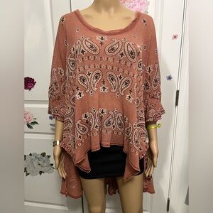 Free People Pink Paisley Top
